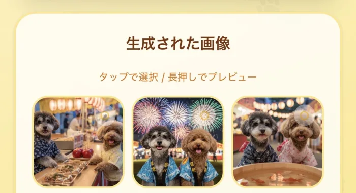 わんこイベント日和の生成画像サンプル画面